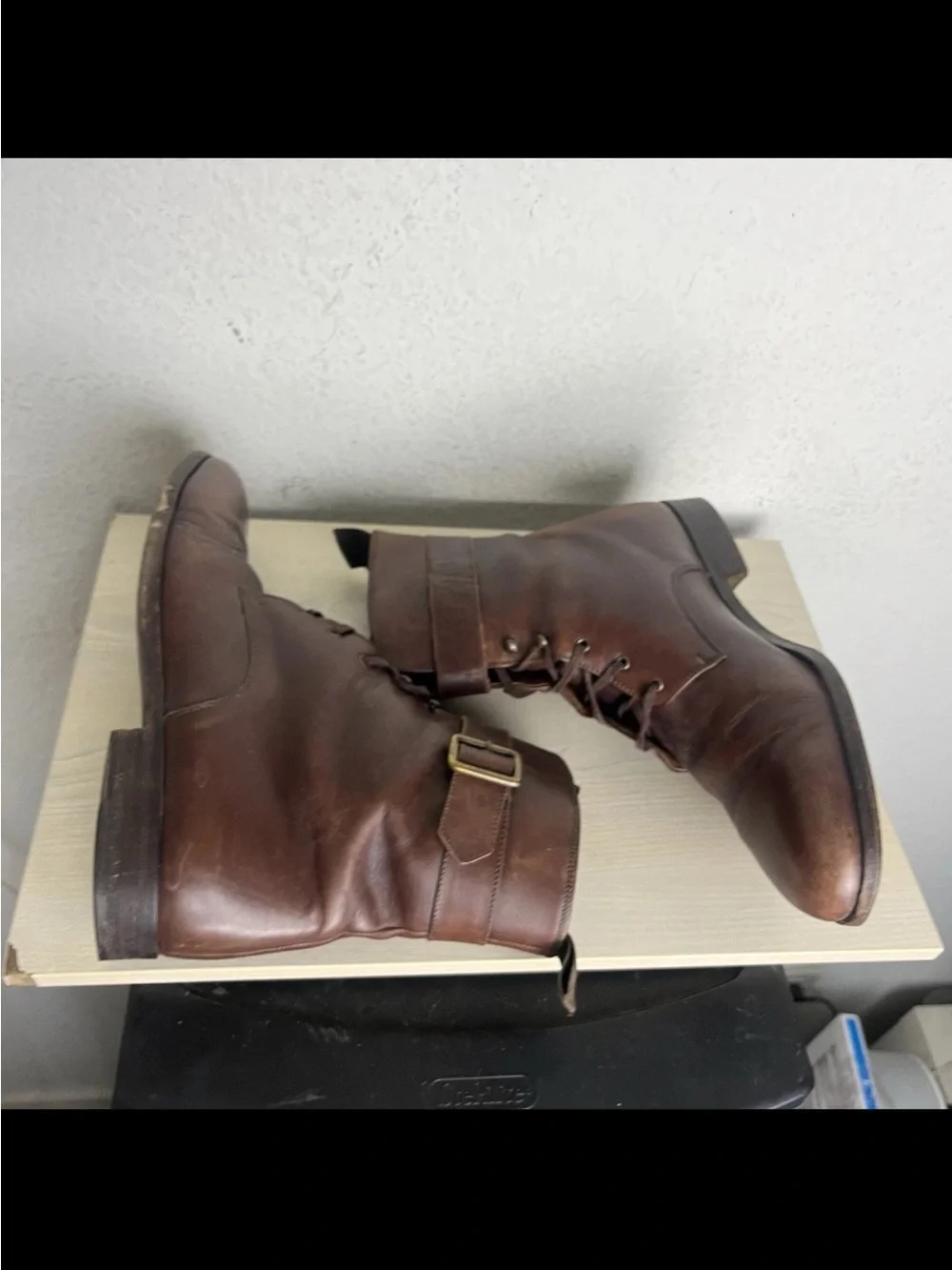 Dolce & Gabbana Men Size 9.5 Boots Leather Lace Up Brown Buckle